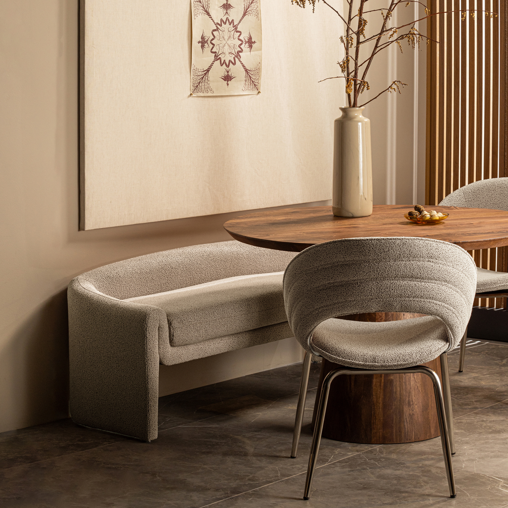 Limit dining table round mango wood walnut ø130 cm, room setting
