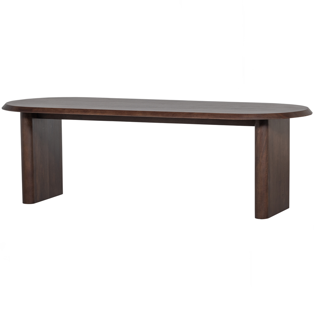 Ellips dining table mango wood walnut 90x240 cm, angled front view