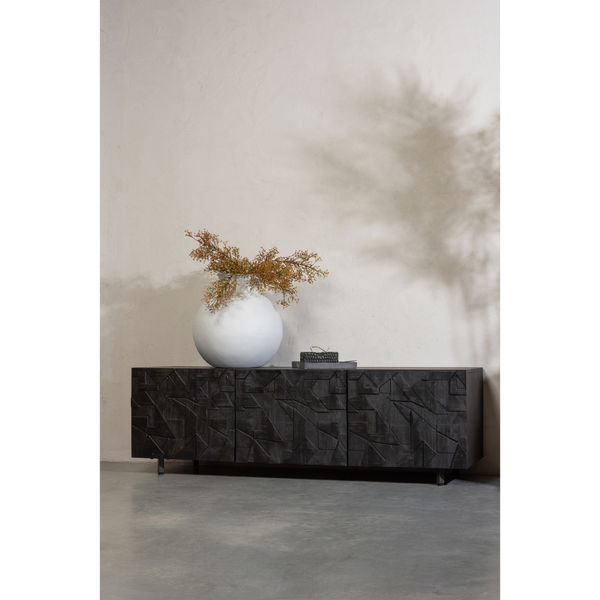Counter tv unit mango wood black, room setting