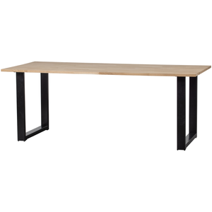 Combi Tablo oak table 200 x 90 cm with U shaped leg, angled front view