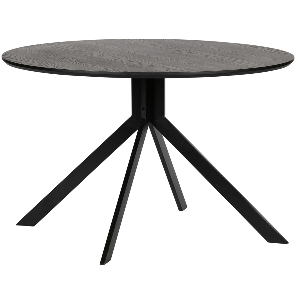 Bruno dining table mdf black ø120 cm, angled front view