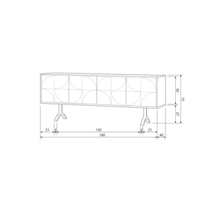 Draw sideboard mangoholz walnuss, Maßzeichnung