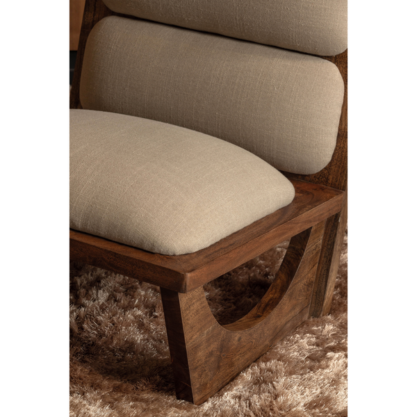Opulent armchair bouclé/wood natural, room setting