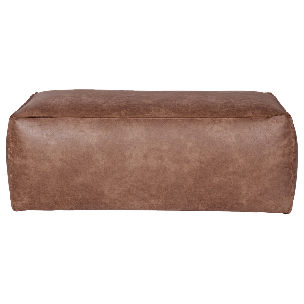 Rodeo poef 43x120x60 ecoleer cognac, vooraanzicht