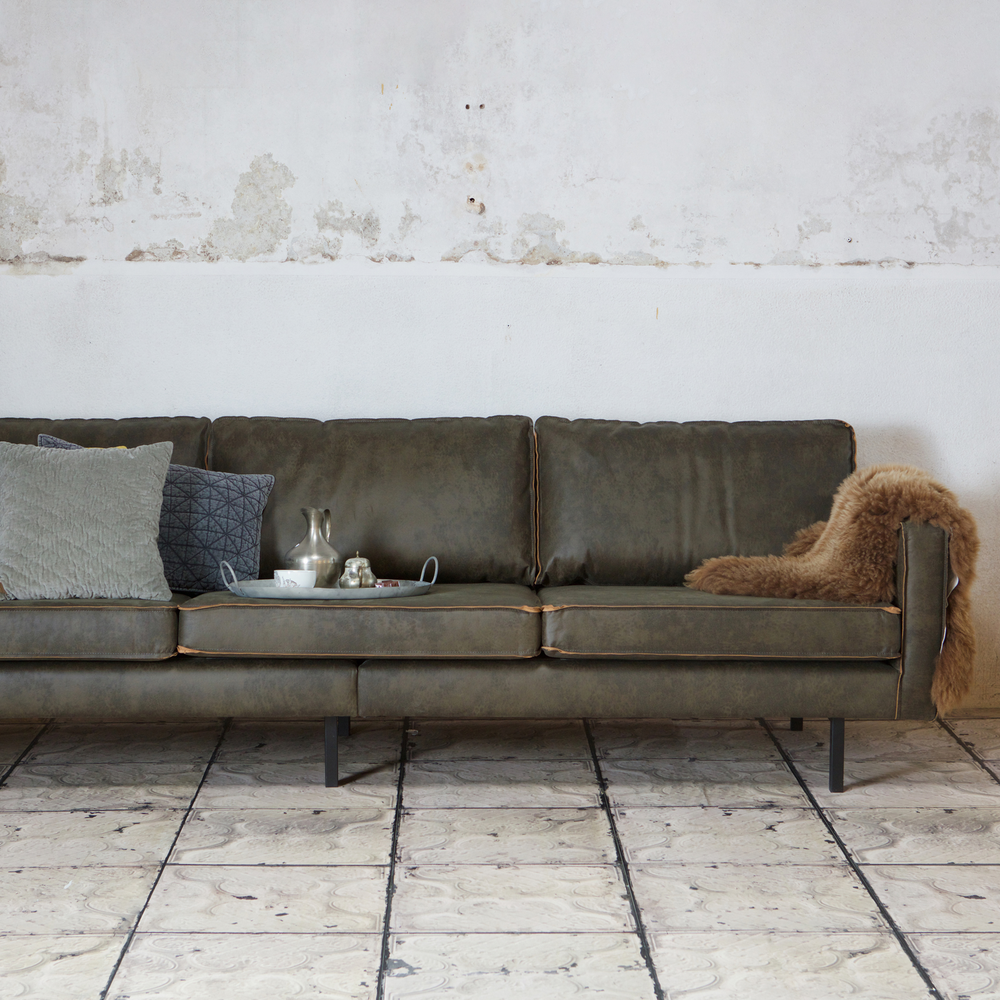 Rodeo 3-seater sofa ecoleather army, room setting