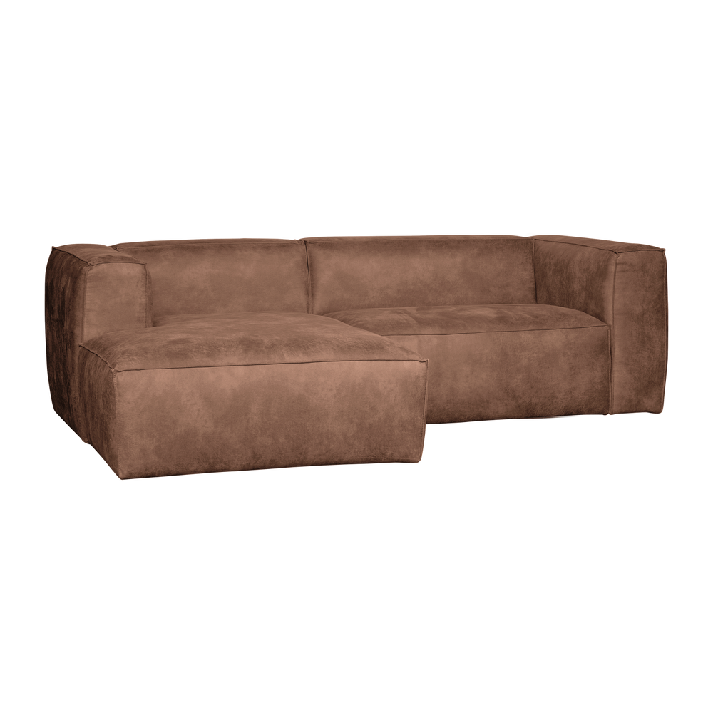 Bean chaise longue sofa left eco leather cognac, front view