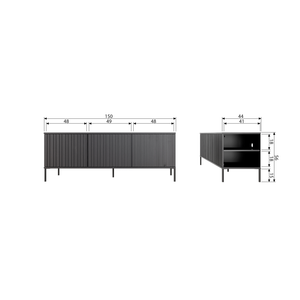 New gravure tv unit 150 cm pine dust, dimension drawing