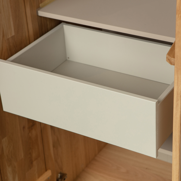 New gravure cabinet with drawer oak naturel, detail