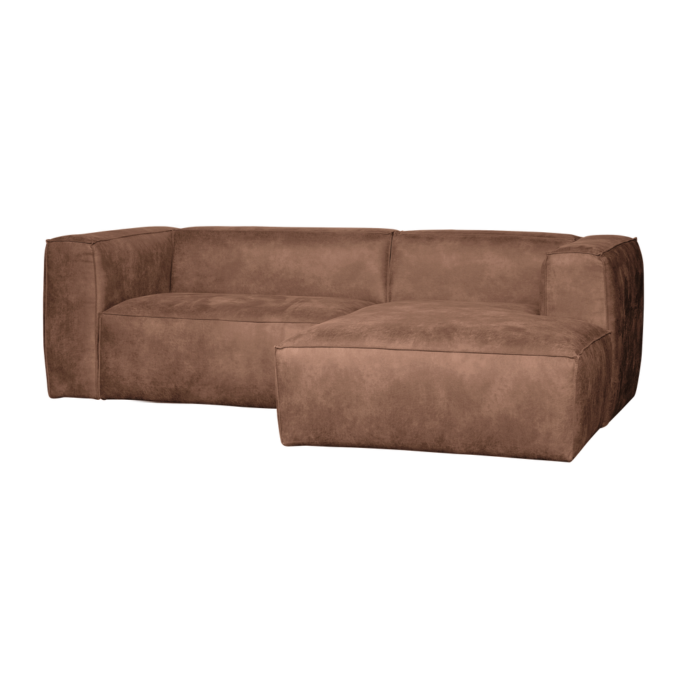 Bean chaise longue sofa right eco leather cognac, front view
