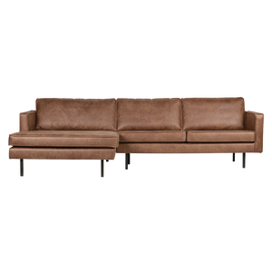 Rodeo chaise longue left ecoleather cognac, front view