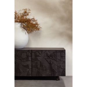 Counter tv unit mango wood black, room setting