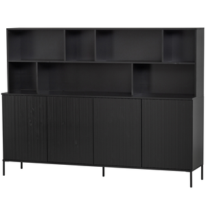 New gravure wall cabinet pine black, angled front view