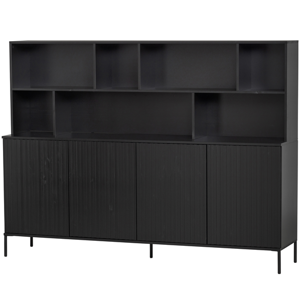 New gravure wall cabinet pine black, angled front view