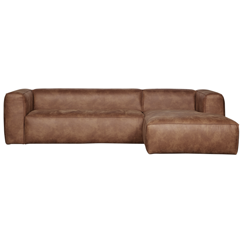 Bean corner sofa right ecoleather cognac, front view