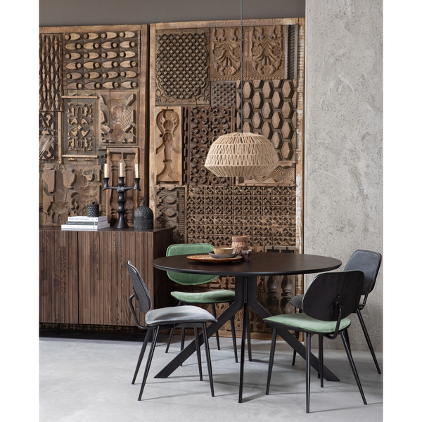 Bruno dining table mdf black ø120 cm, room setting
