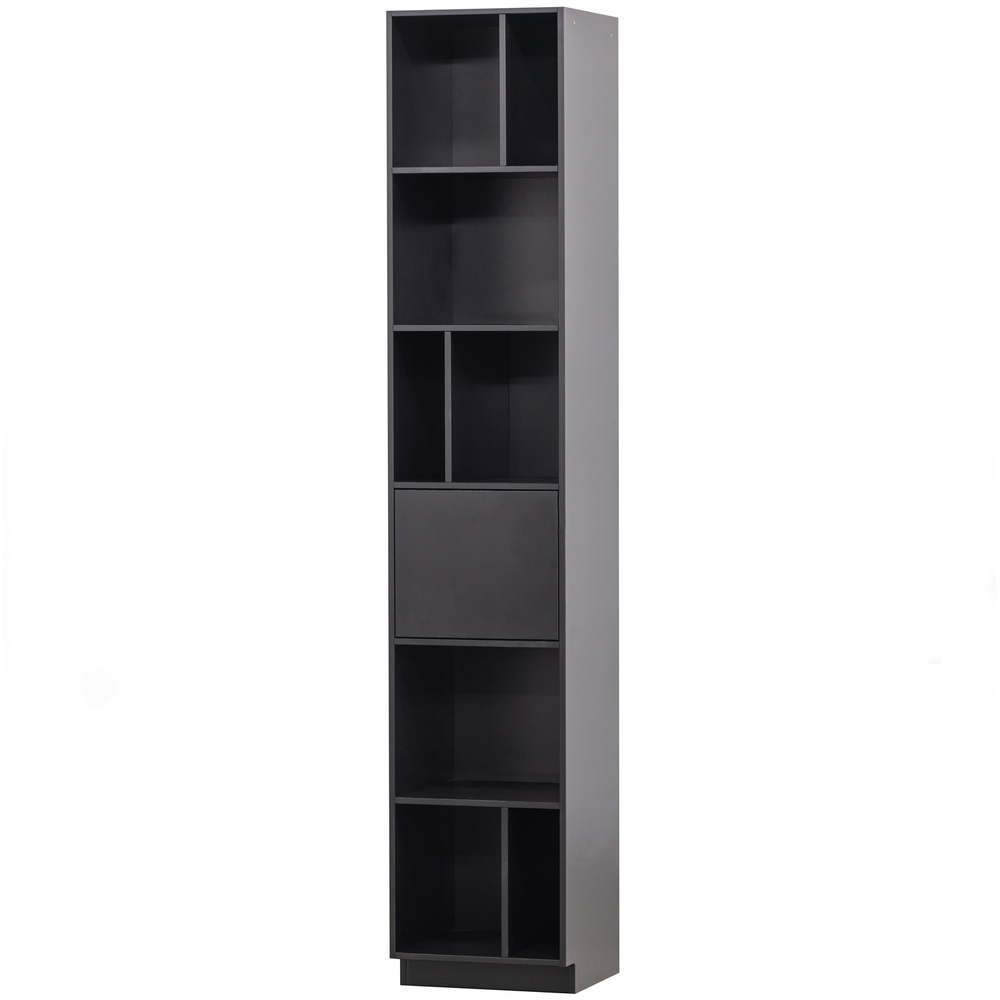 Finca open shelf cabinet 40 cm pine deep black, angled front view