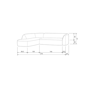 Sloping corner sofa left light brown melange, dimension drawing