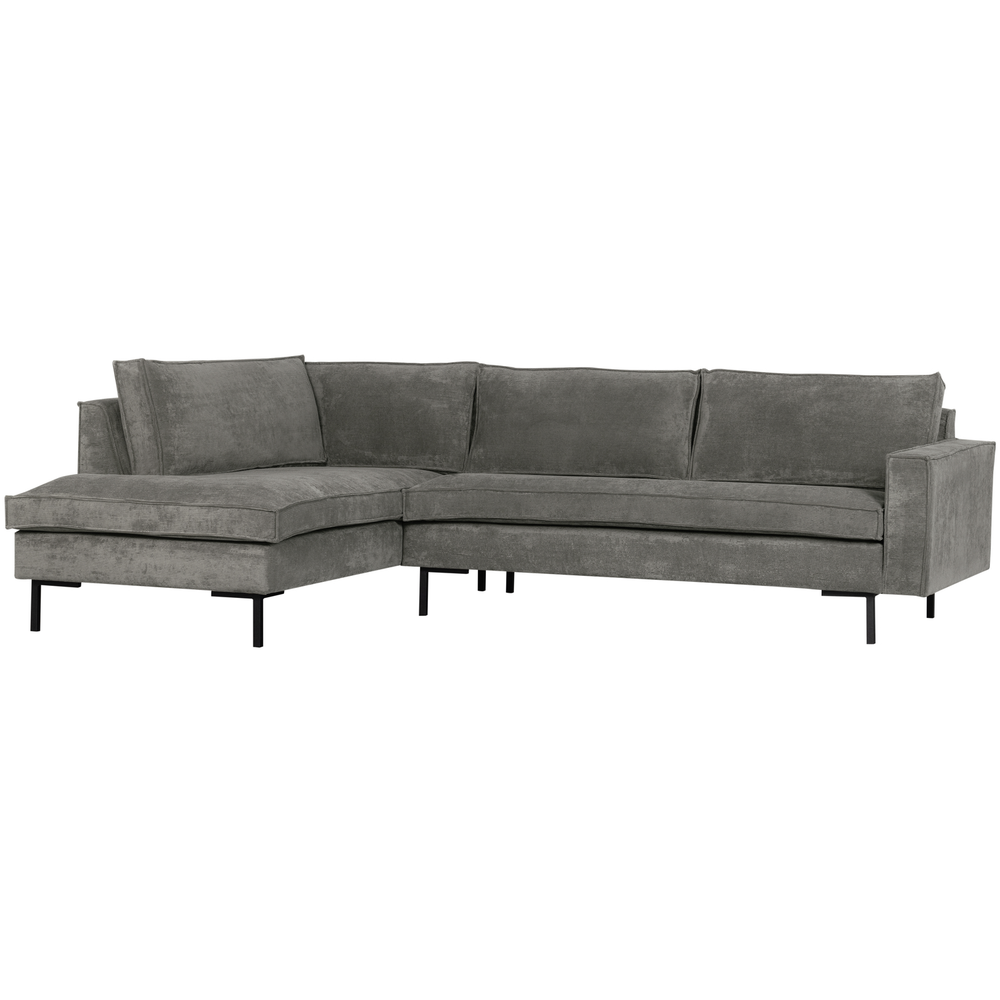 Arwin corner sofa, ribbed fabric, left-hand side, olive green, angled front view
