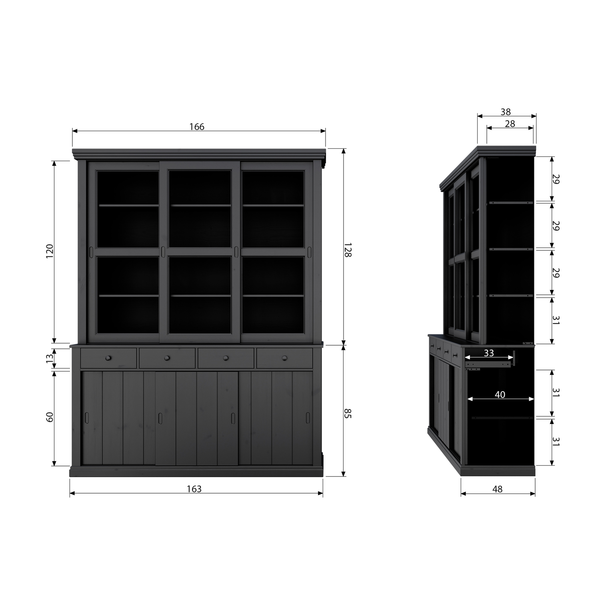 Lagos buffetschrank gross weiß, Maßzeichnung