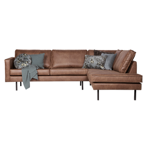 Rodeo corner sofa right ecoleather cognac, front view