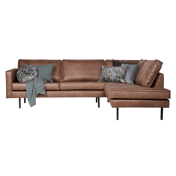 Rodeo corner sofa right ecoleather cognac, front view