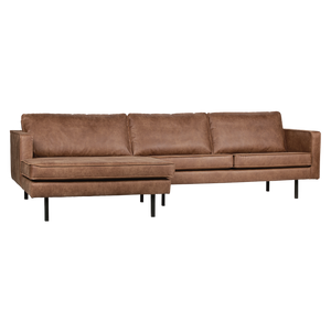 Rodeo chaise longue left ecoleather cognac, front view