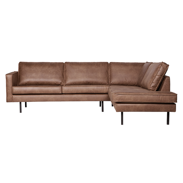 Rodeo corner sofa right ecoleather cognac, front view