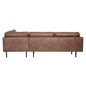 Rodeo corner sofa right ecoleather cognac, back view