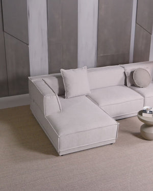 Manu chaise longue sofa links grob chenille natur
