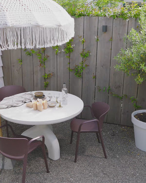 Luno tuintafel rond ø120 cm vezelversterkte polymeer naturel