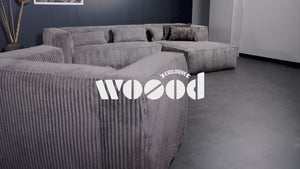 Bean corner sofa right rib fabric terrazzo